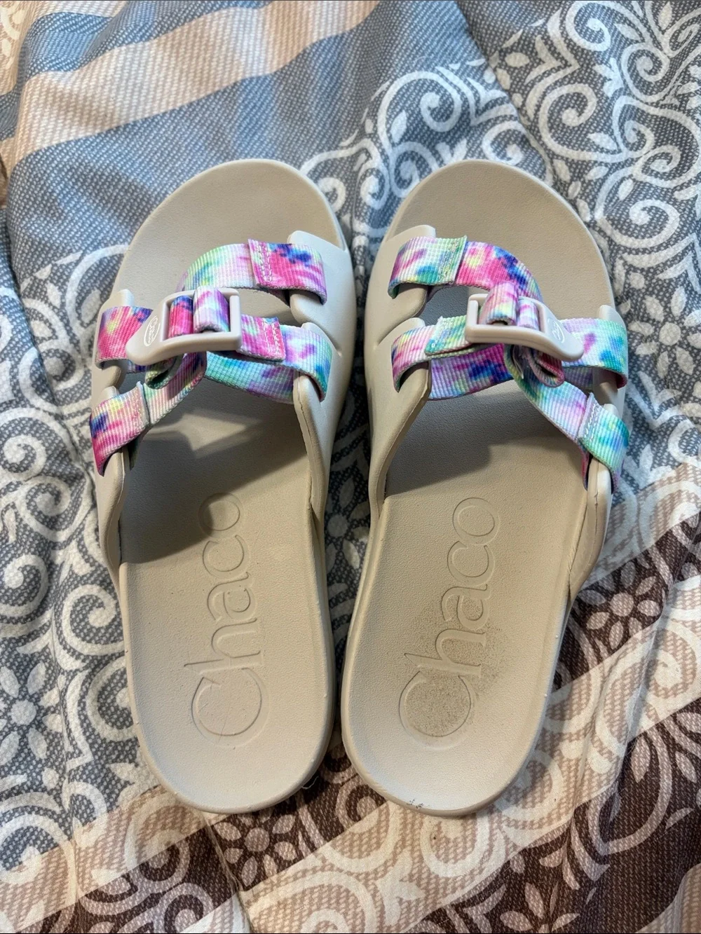 Chaco Chillos Sandals Like New Kids Lite Tie Dye Waterproof Beach Sandals Size 4